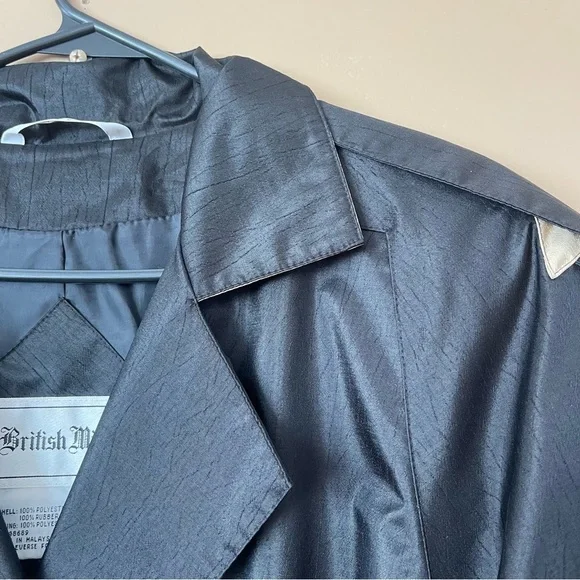 British Mist Vintage Black Rain Trench Coat Size 10 - Picture 3 of 12